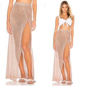NEW superdown Keva Wrap Metallic Maxi Skirt in Bronze Coverup, Revolve
